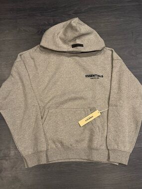 Essentials Men’s Heather Grey Logo Hoodie